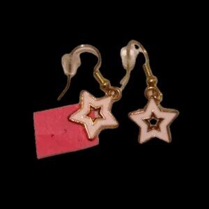 Handmade Brass authentic surgical stainless / brass porcelain Star Earrings
